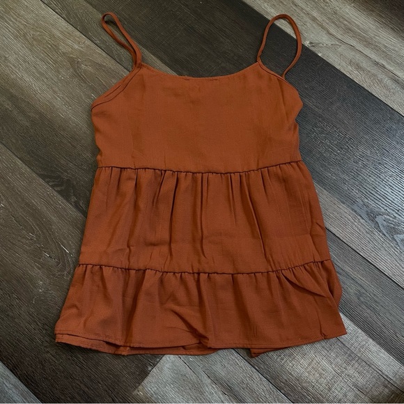 Burnt Orange Ruffle Tank - Picture 5 of 5